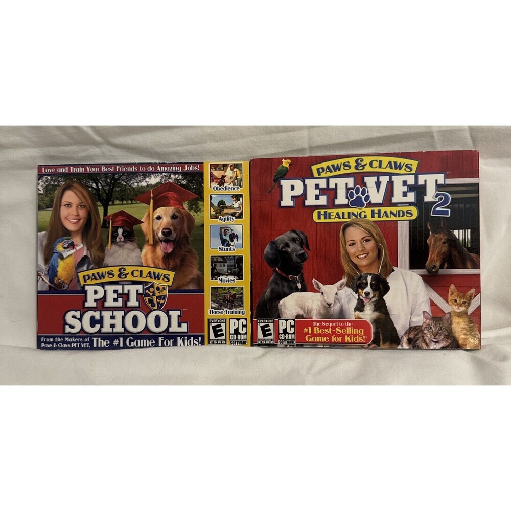 Paws & Claws: Pet Vet 2 -- Healing Hands & Pet School (PC, 2007) NEW SEALED